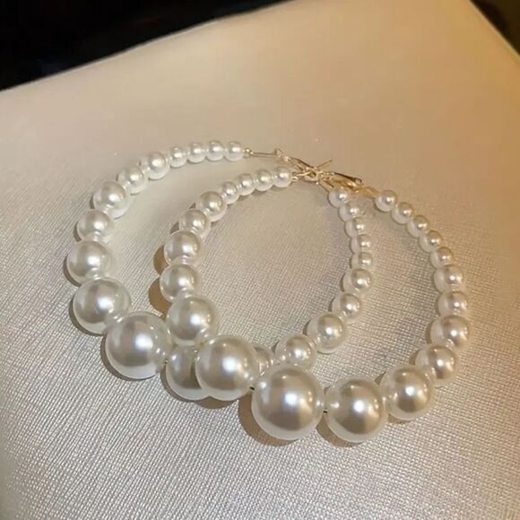 3 for $26 - Pearl Hoop Earrings - Picture 6 of 7